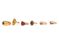A Collection of Yellow Gold and Gemstone Rings,