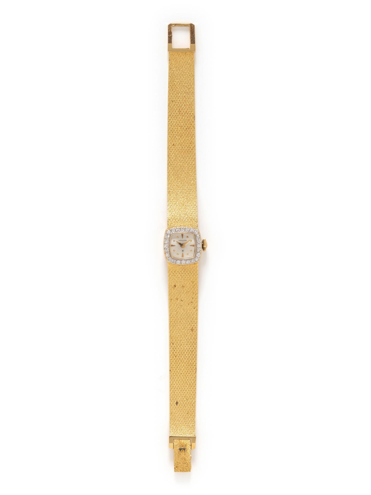 HAMILTON, 14K YELLOW GOLD AND DIAMOND WATCH