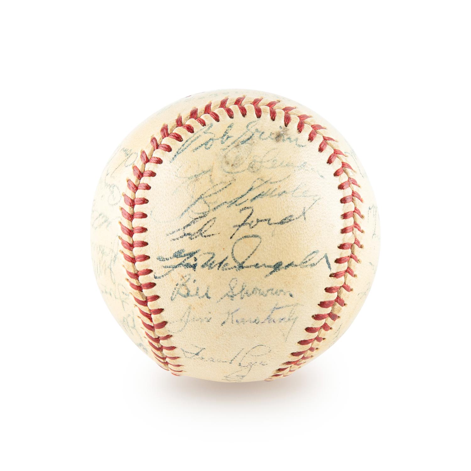 A 1955 New York Yankees Team Signed Autograph Baseball Including Mickey Mantle (Beckett Authentication Services) - 30 Signatures
