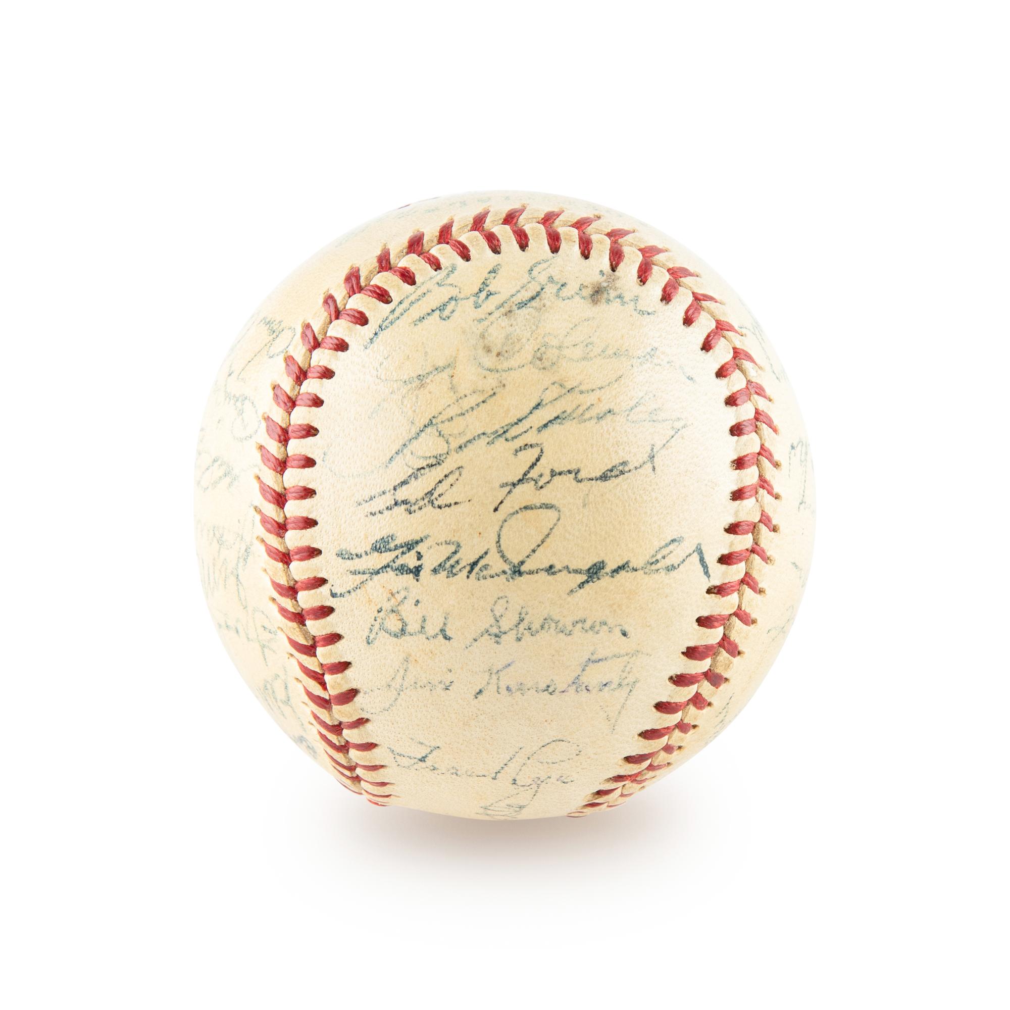 A 1955 New York Yankees Team Signed Autograph Baseball Including Mickey Mantle (Beckett Authentication Services) - 30 Signatures