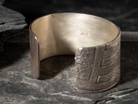 Textured Silver Cuff Bracelet and Earrings