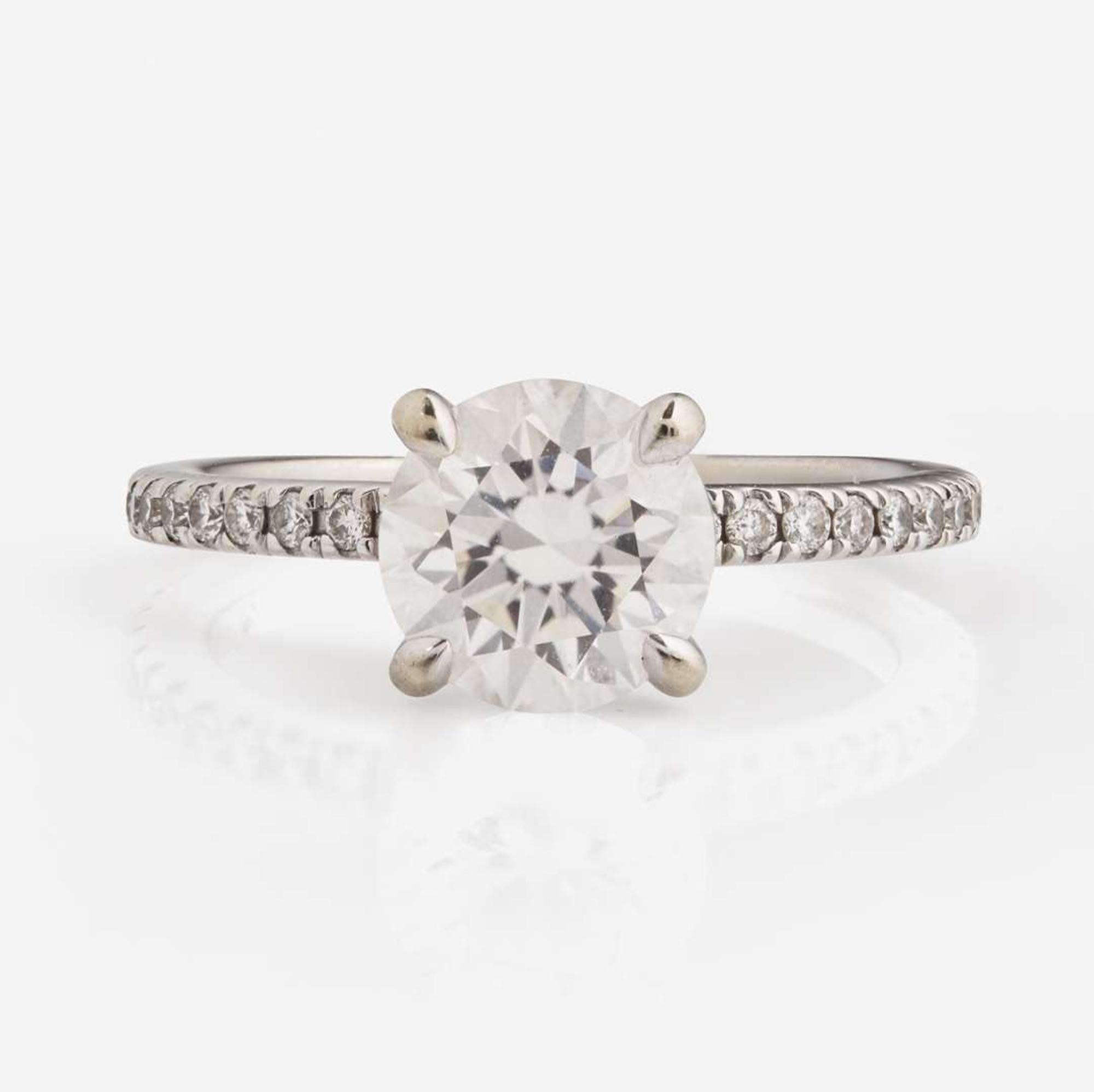 An 18K White Gold and Diamond Ring 1.25 Carat Colorless (D) Internally Flawless (IF) Round Brilliant Diamond, GIA Certified