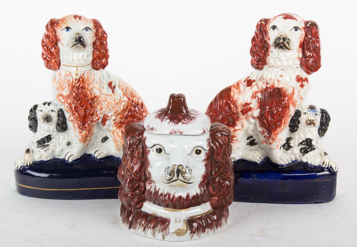 Three Porcelain Figures of Spaniels