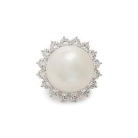 CULTURED SOUTH SEA PEARL AND DIAMOND RING