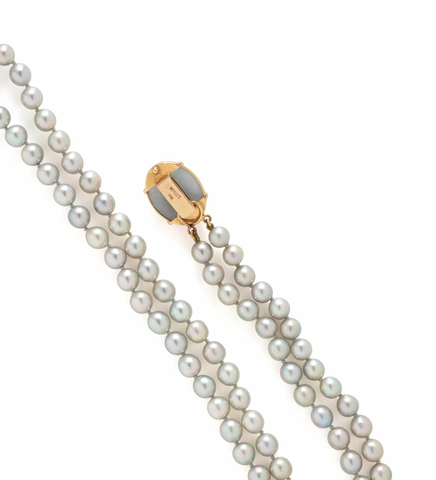 LAVENDER JADE AND GRAY PEARL NECKLACE