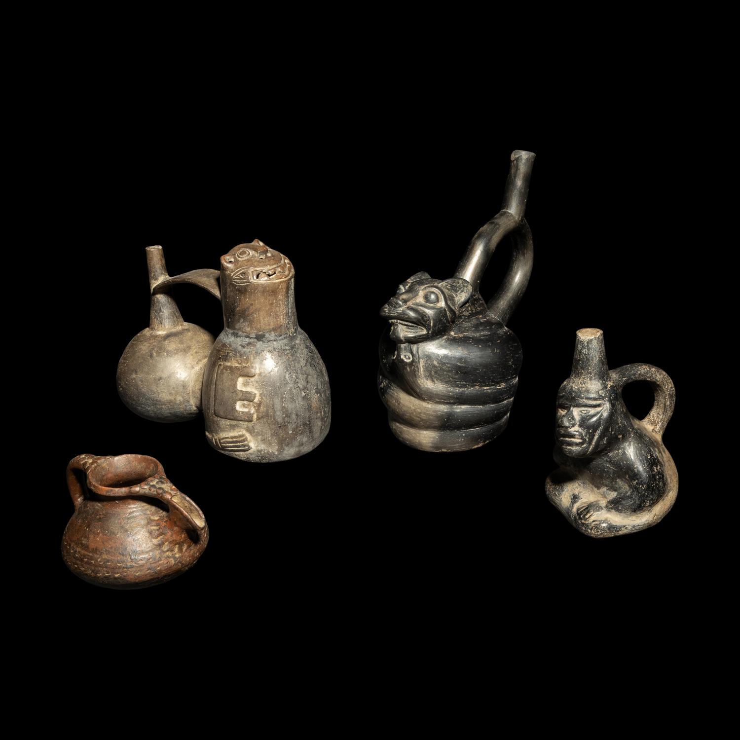 A Group of 3 Pre-Columbian Terracotta Vessels and 1 Terracotta Vessel
