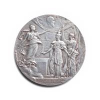 [EXONUMIA] A Silver-Plate Bronze Commemorative Medal by Jean Baptiste Daniel Dupuis (1848-1899) Commemorating the Laying of the Foundation for the Alexander III in Paris in 1896