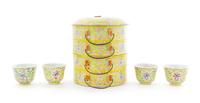 Five Chinese Famille Jaune Porcelain Articles Height of the tallest 8 inches. — LATE QING DYNASTY