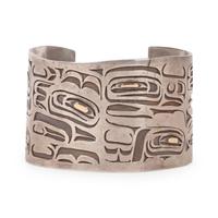 Northwest Coast Silver Cuff Bracelet, with 18K Gold Accents