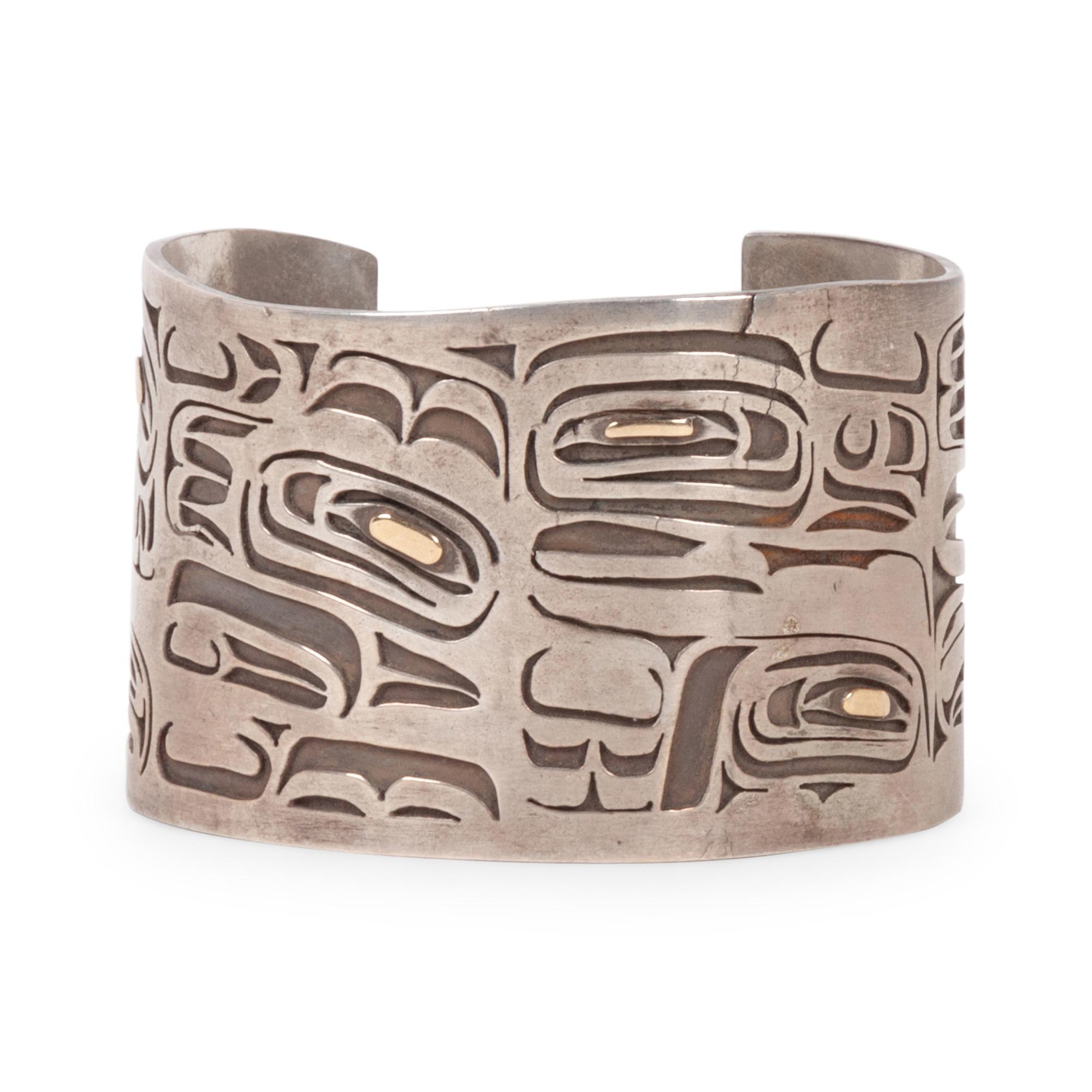 Northwest Coast Silver Cuff Bracelet, with 18K Gold Accents