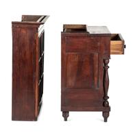 A Federal Turned and Paneled Cherrywood Glazed Stepback Cupboard