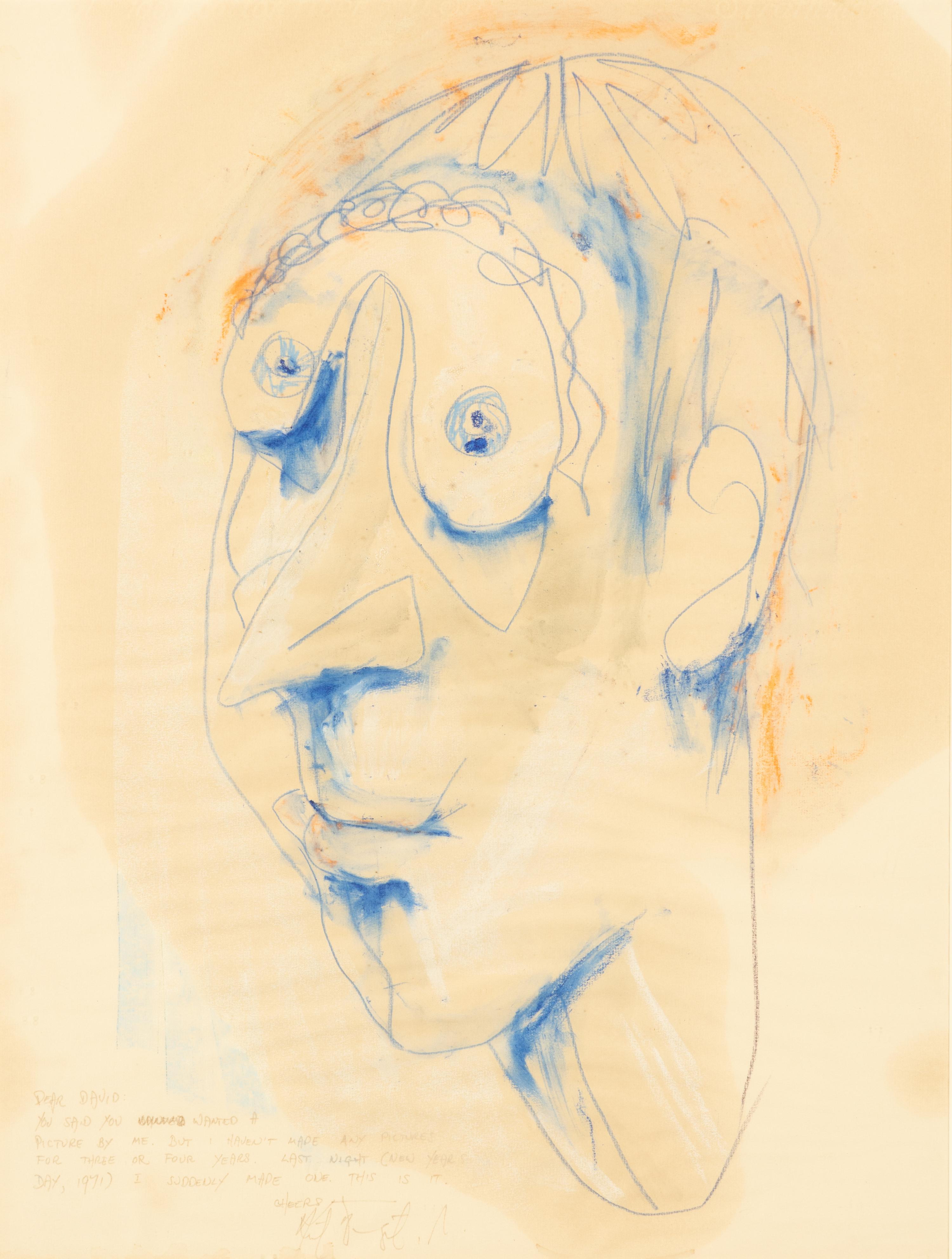 VONNEGUT, Kurt (1922-2007). Untitled original portrait. 1971.
