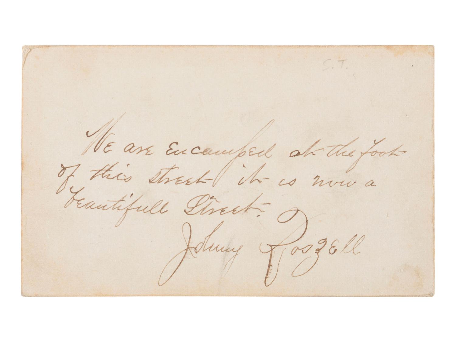 [CIVIL WAR]. CDV of Thibodaux, LA, street view inscribed by 16th Indiana Infantry Private John Roszell. 24 April 1865.