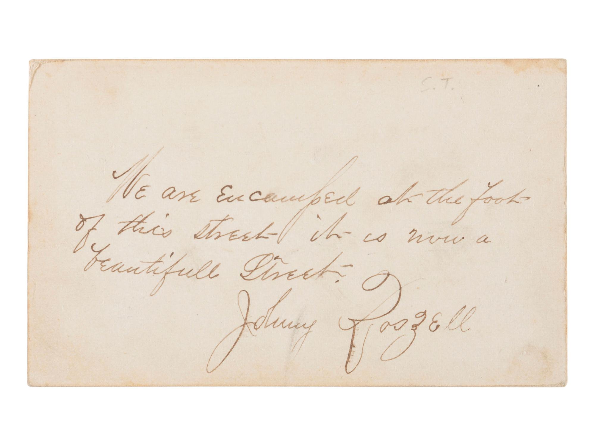 [CIVIL WAR]. CDV of Thibodaux, LA, street view inscribed by 16th Indiana Infantry Private John Roszell. 24 April 1865.