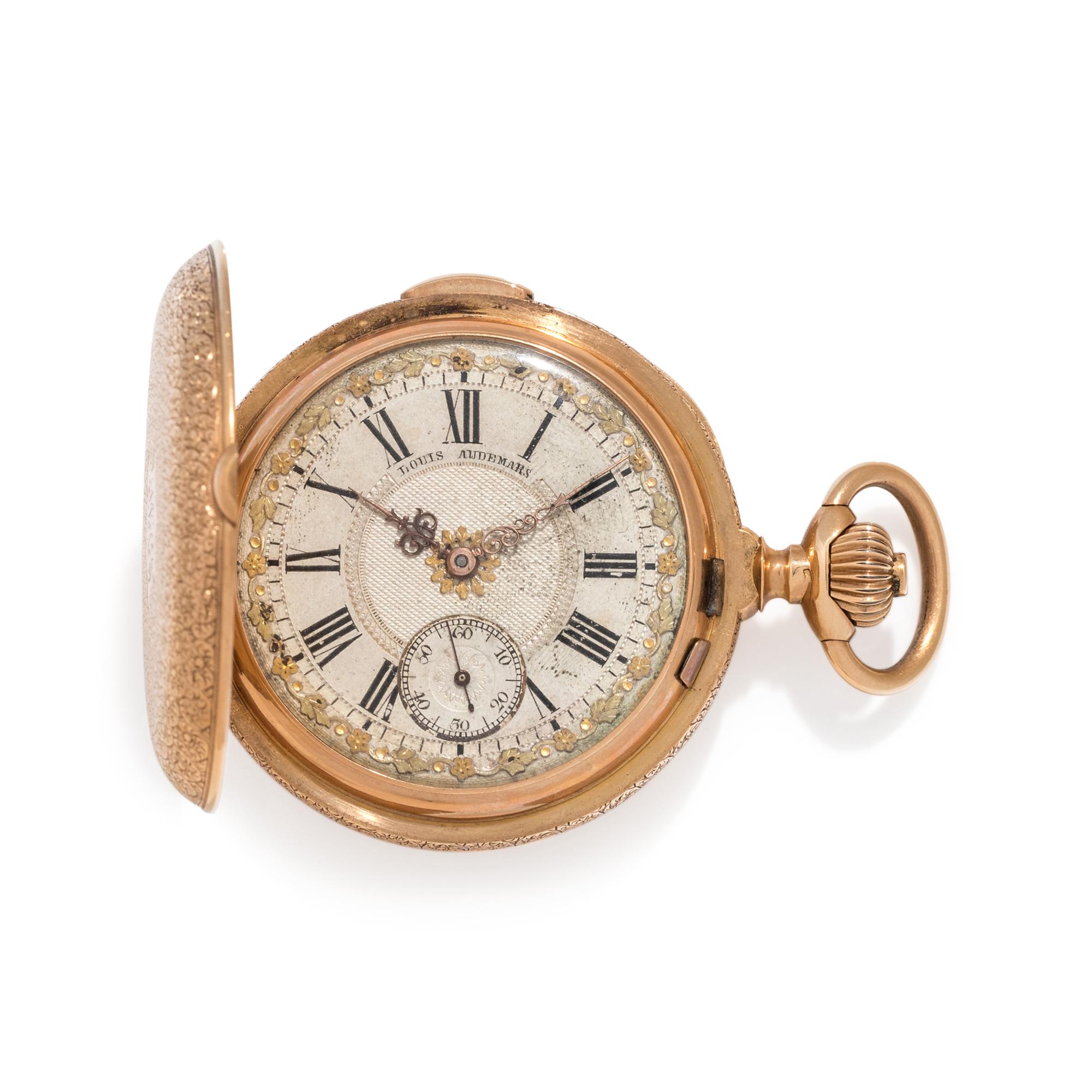 LOUIS AUDEMARS, 18K YELLOW GOLD MINUTE REPEATER HUNTER CASE POCKET WATCH
