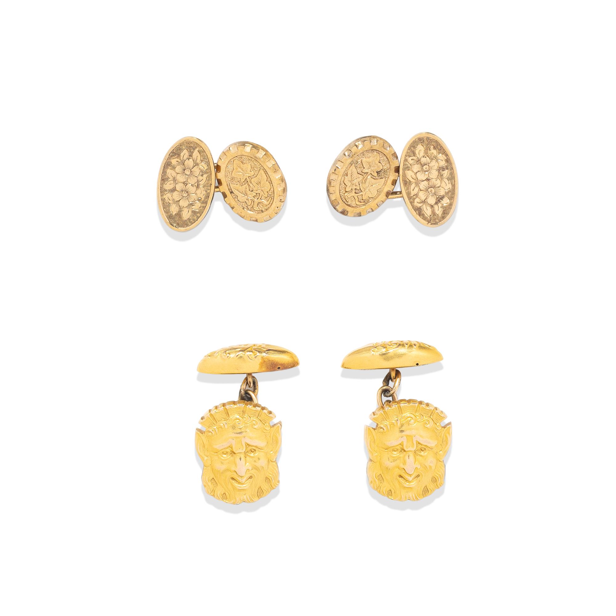 ART NOUVEAU, TWO PAIRS OF CUFFLINKS