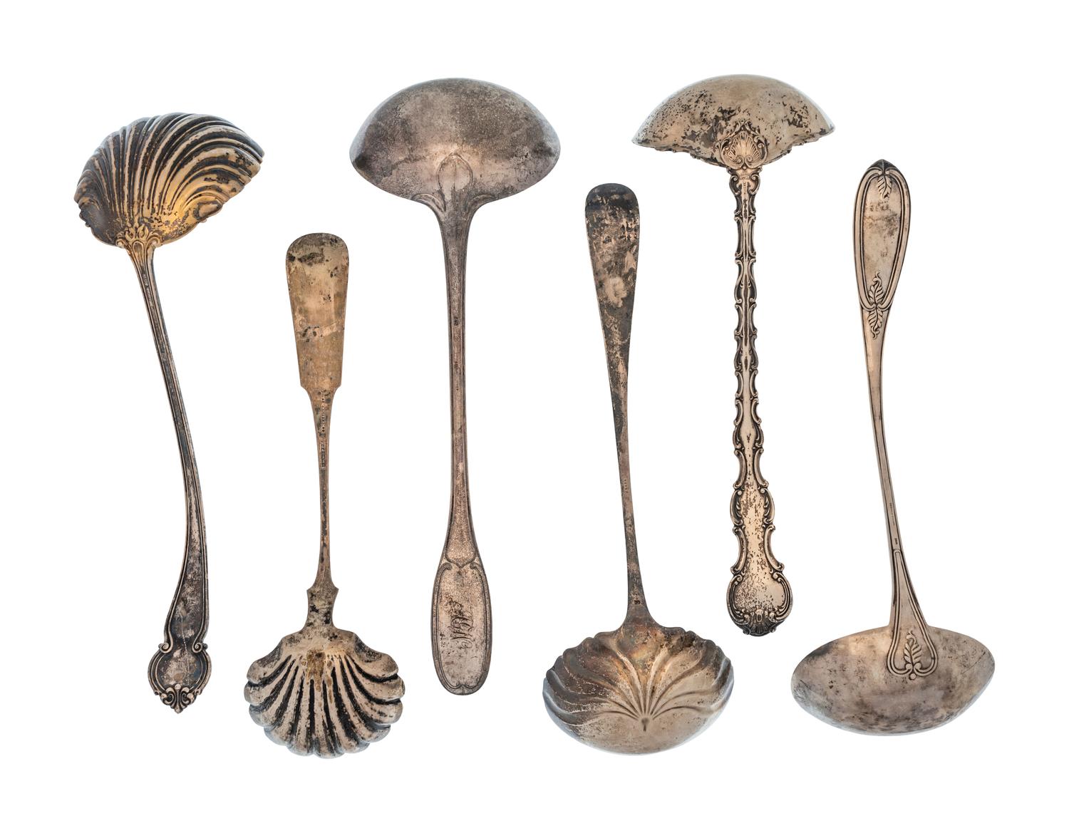 A Group of Six American Silver Ladles