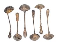 A Group of Six American Silver Ladles