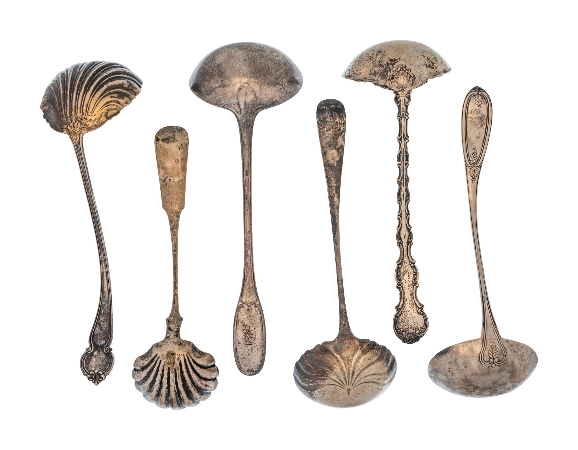 A Group of Six American Silver Ladles
