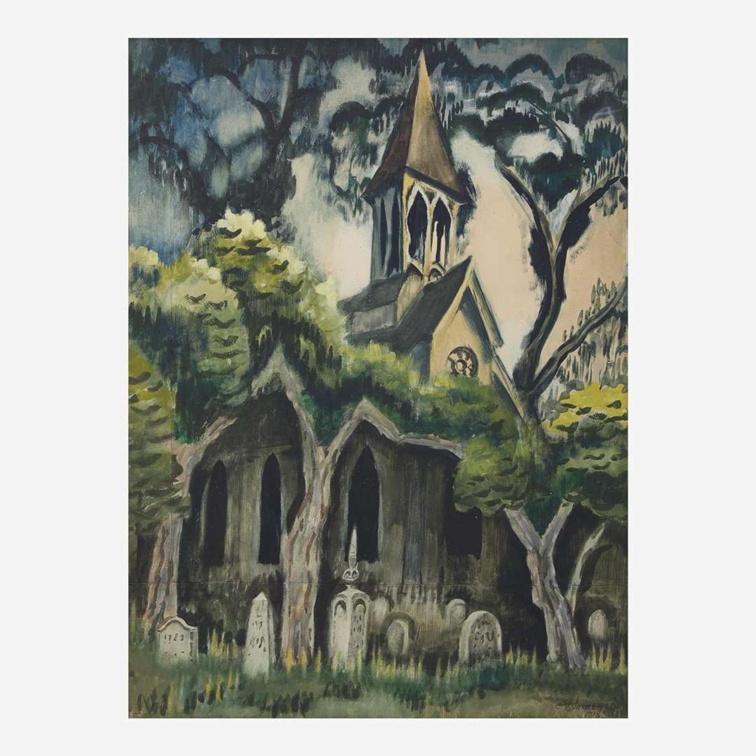 Charles Burchfield (American, 1893–1967) Country Church in June (Country Churchyard)