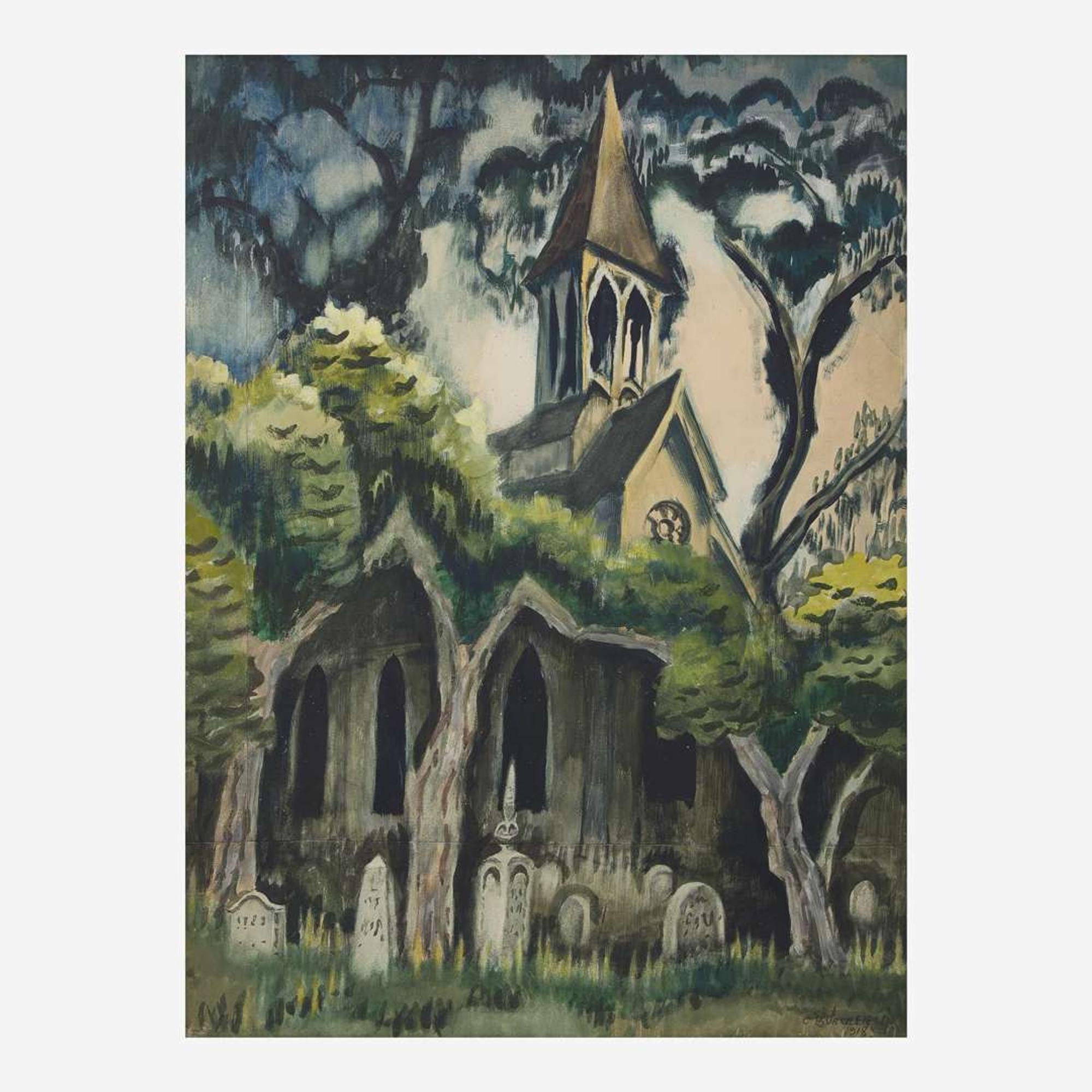 Charles Burchfield (American, 1893–1967) Country Church in June (Country Churchyard)