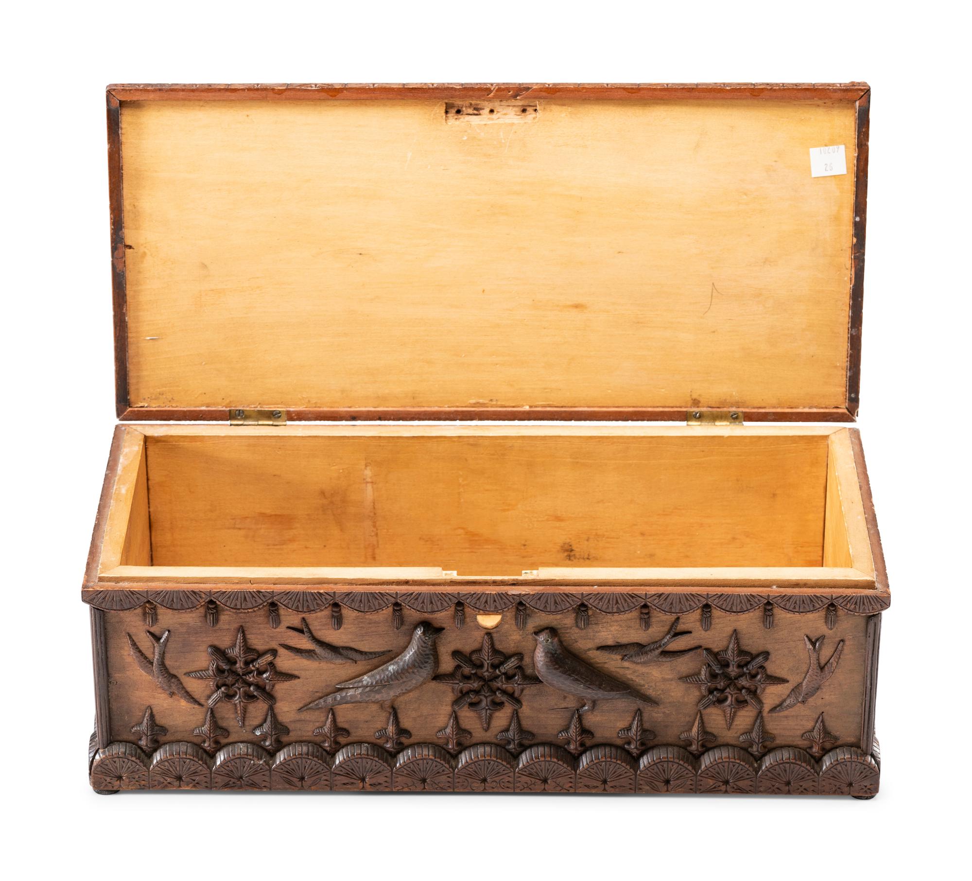 A Masonic Handshake and Bird Decorated Document Box