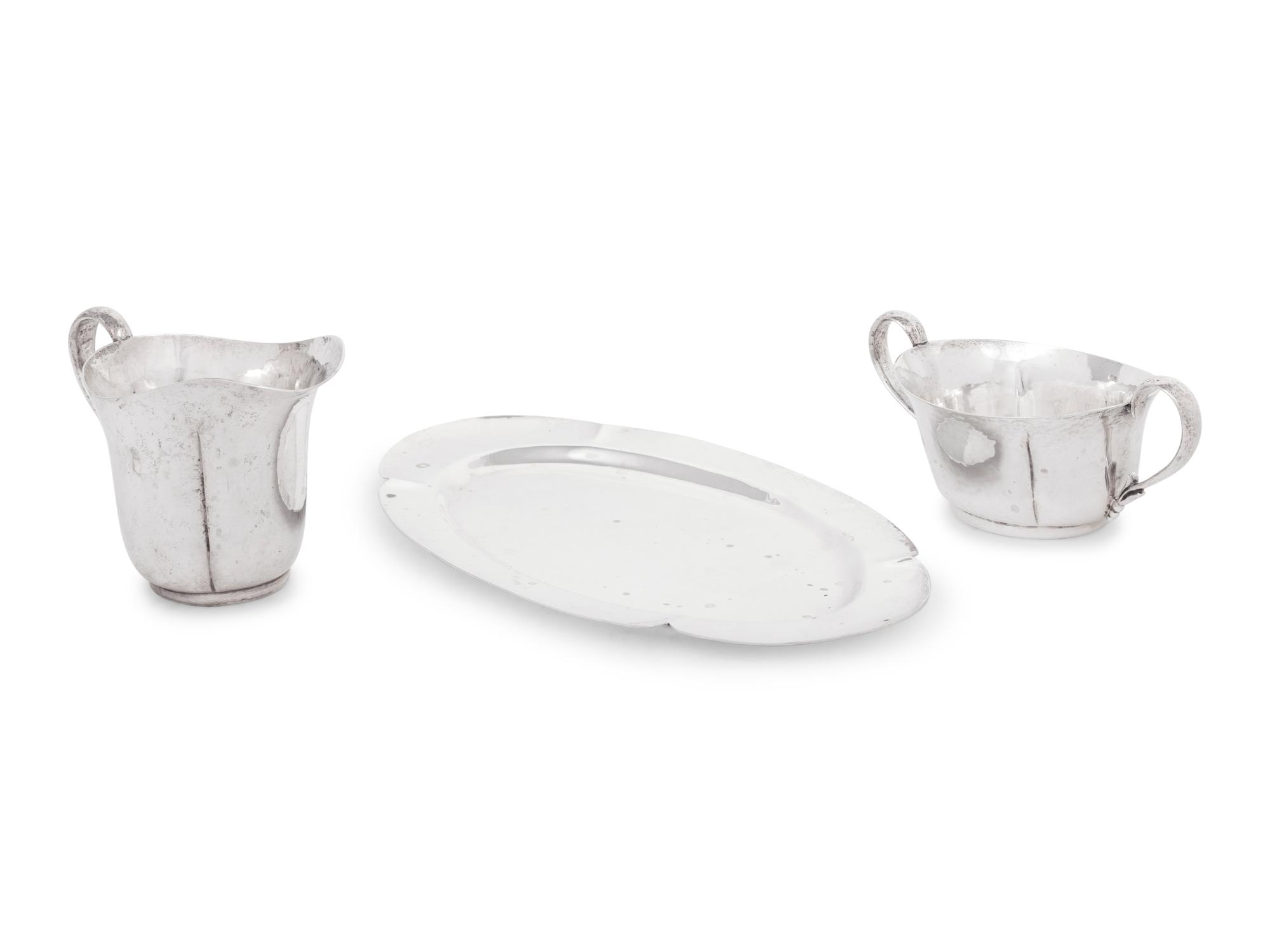 An American Arts & Crafts Silver Three-Piece Creamer and Sugar Set