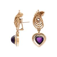 YELLOW GOLD, AMETHYST AND DIAMOND EARCLIPS