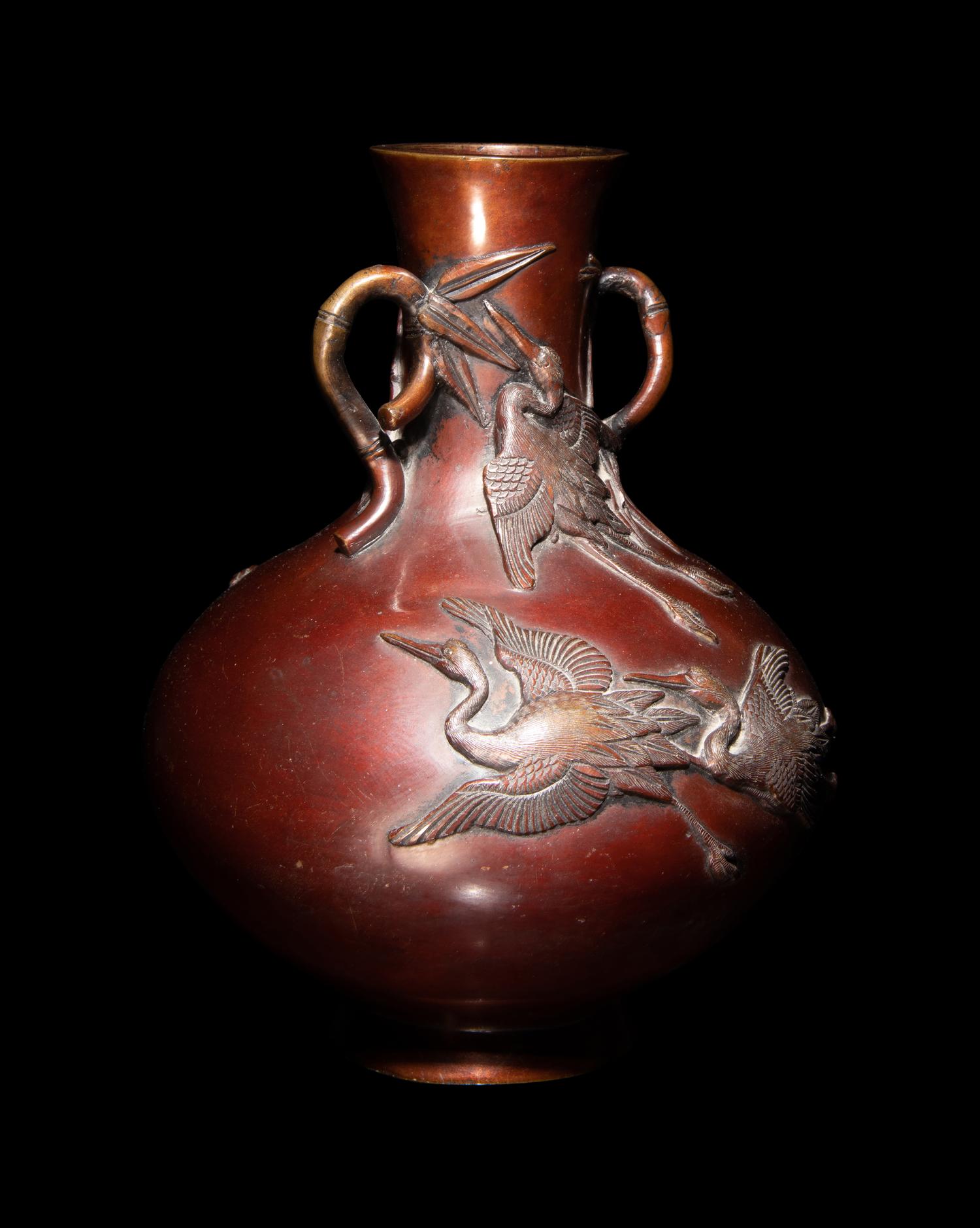 Two Japanese Bronze and Mixed-Metal Vessels