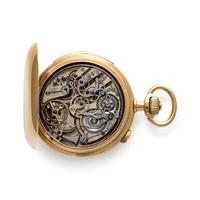 18K YELLOW GOLD MINUTE REPEATER CHRONOGRAPH HUNTER CASE POCKET WATCH
