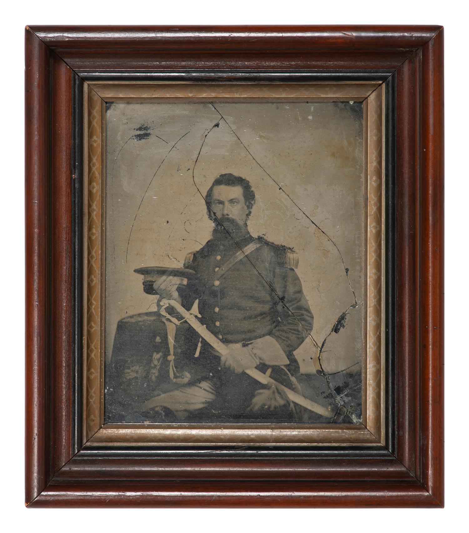 [CIVIL WAR]. Full plate tintype of a possible Confederate officer tentatively identified as Lieut. Albert Wymer Henley, 13th and 36th Mississippi Infantry.