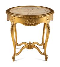 A Louis XV Style Giltwood Marble-Top Table