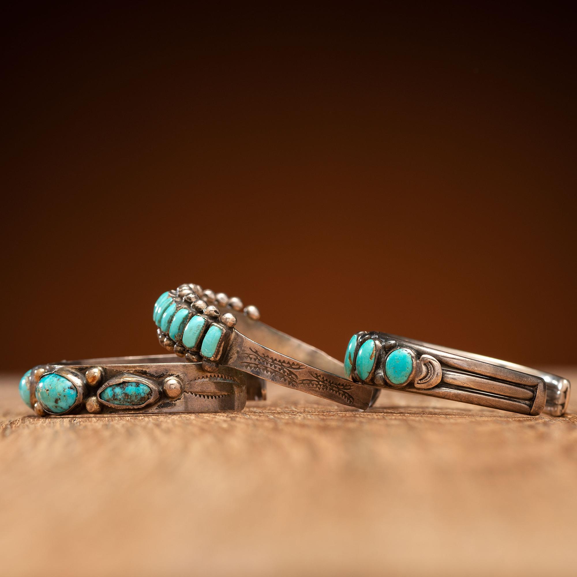 Navajo Silver and Turquoise Cuff Bracelets