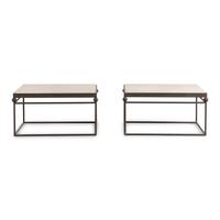 A Pair of Formations Ltd. Iron and Travertine Side Tables
