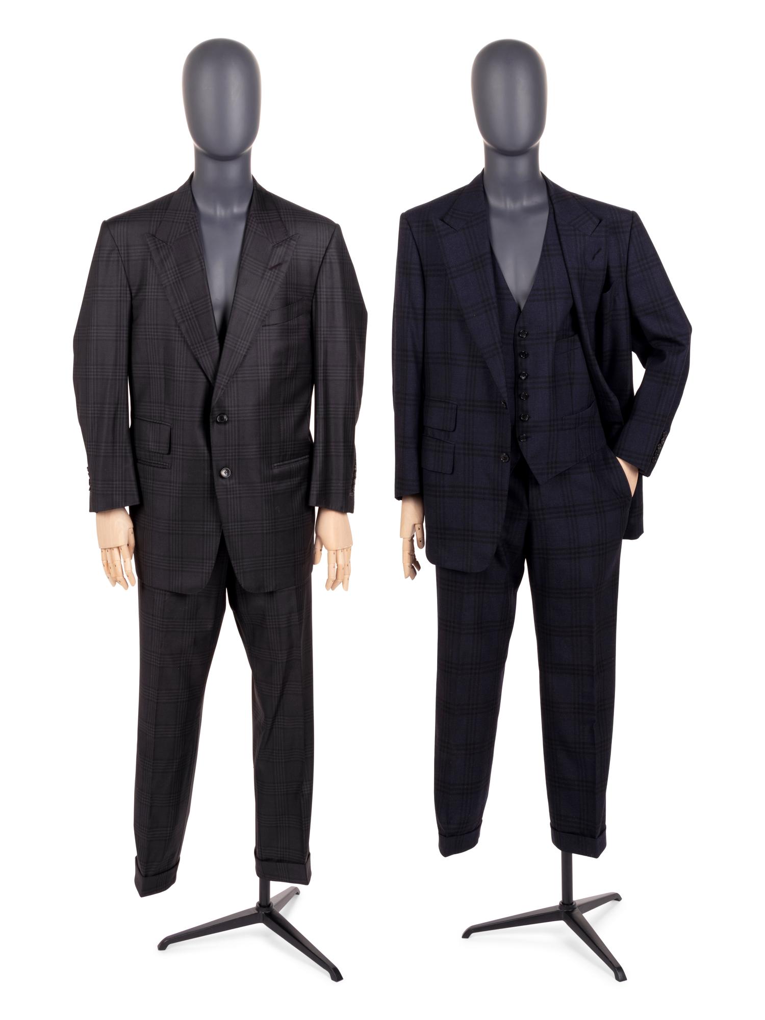 Two Tom Ford Men's Plaid Suits: One Two-Piece, One Three-Piece, 2000s