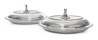 A Pair of George III Silver Entree Dishes and Covers, William Bennett, London, 1802, oval with reeded rims, the reversible covers with