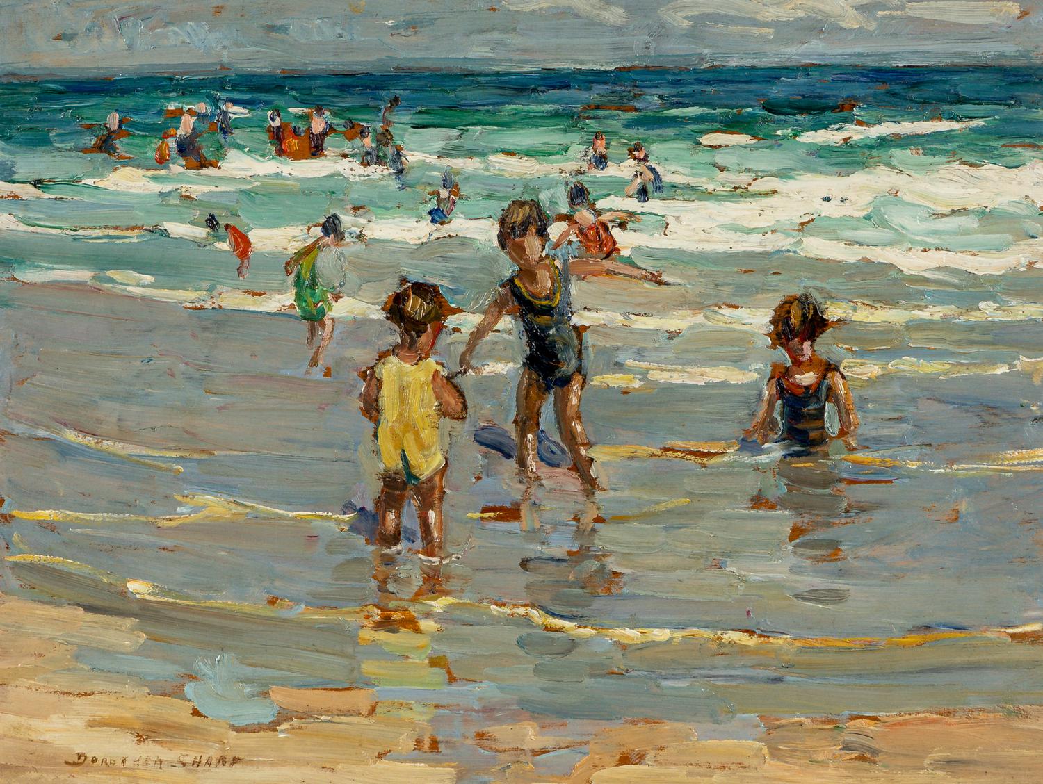 Children at the Beach and On the Rocky Shore (a double-sided work)