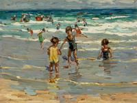 Children at the Beach and On the Rocky Shore (a double-sided work)