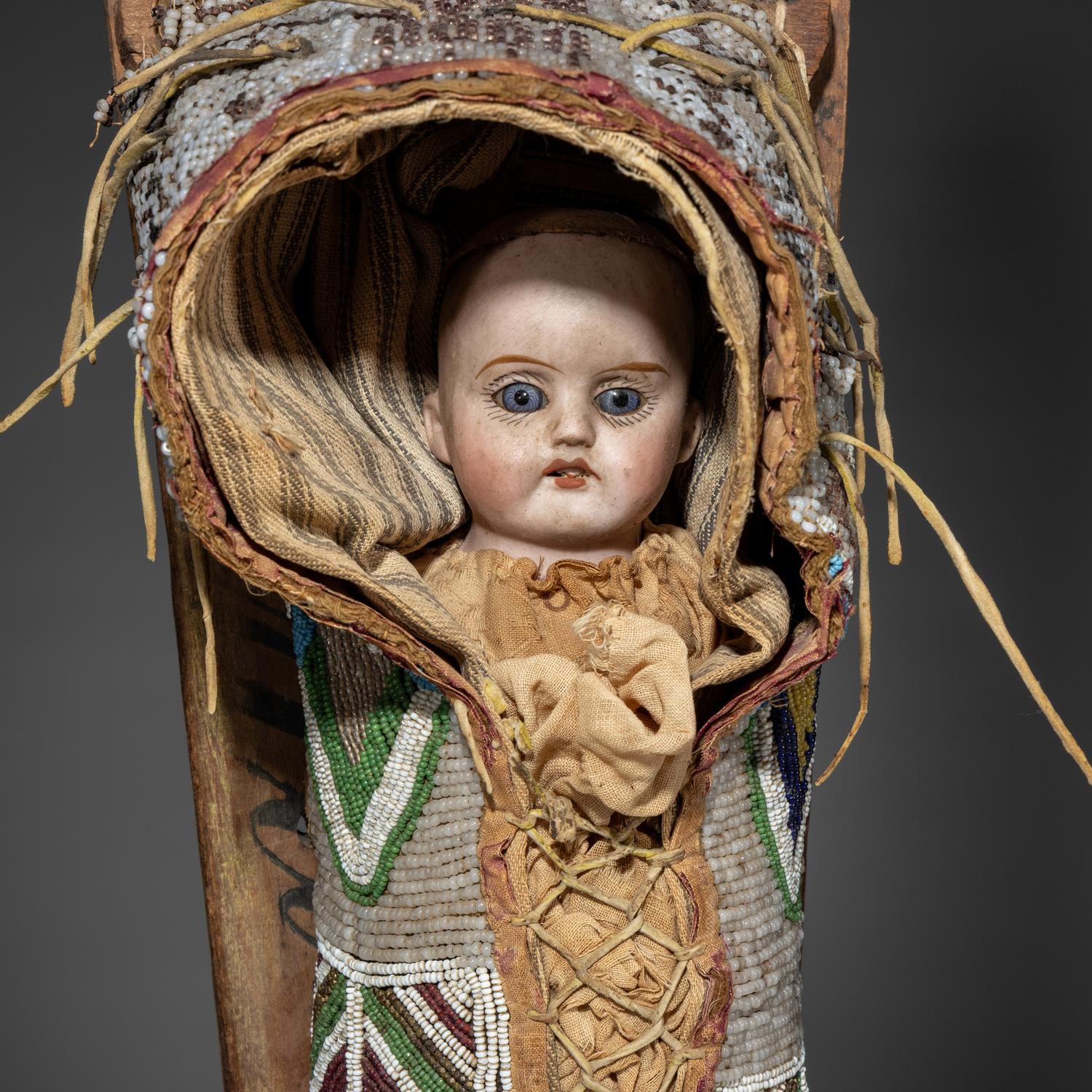 Kiowa Beaded Hide Doll Cradle