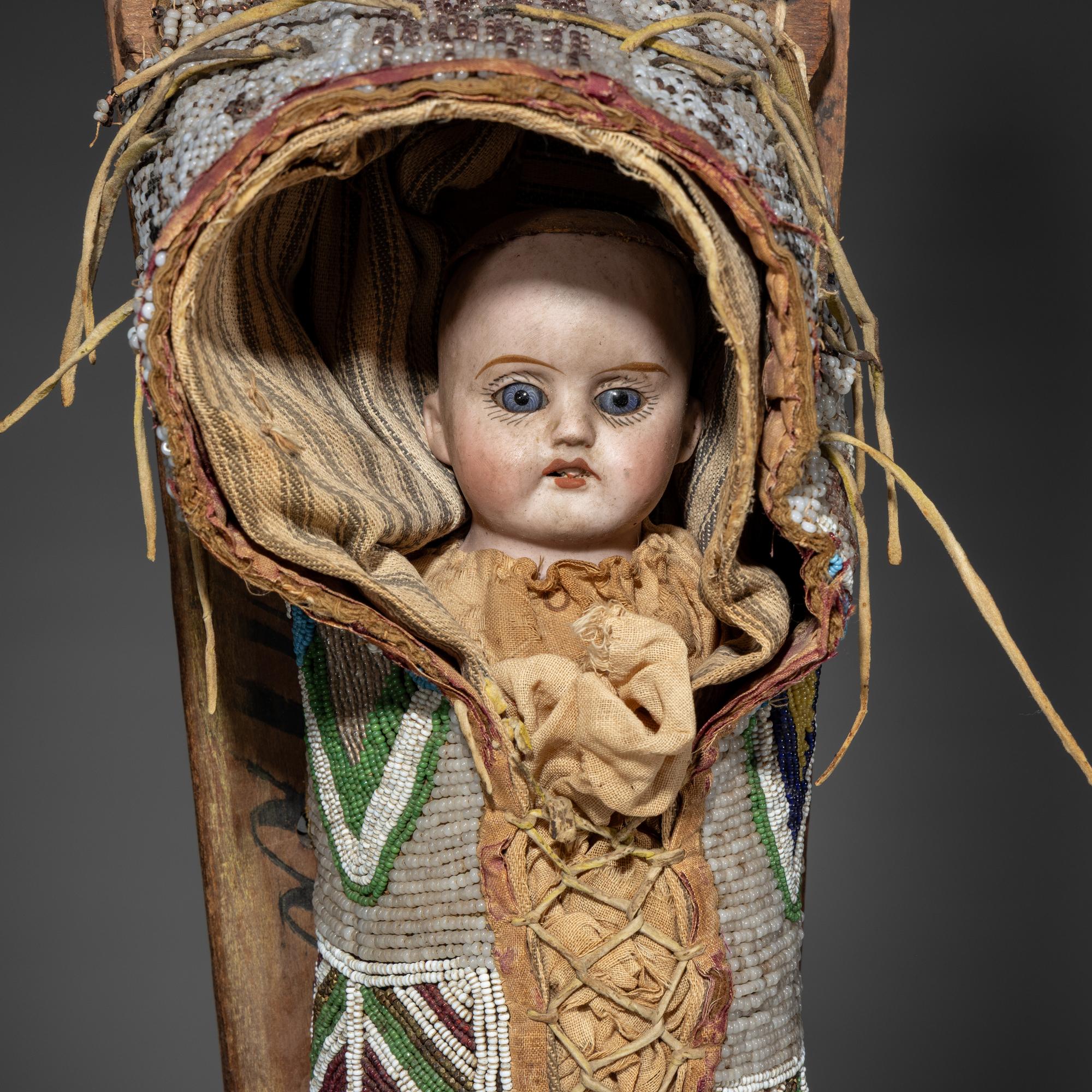 Kiowa Beaded Hide Doll Cradle