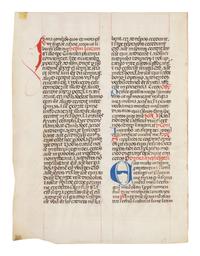 [BOOK OF HOURS]. A group of 25 leaves from medieval and renaissance manuscripts and printed books, including 5 or more from Otto Ege’s Fifty Original Leaves from Medieval Manuscripts. Western Europe: XII-XVI Century [compiled Cleveland, c.1950] and Original Leaves from Famous Bibles: Nine Centuries, 1121-1935 A.D [Compiled Cleveland, c.1950]. Various sizes, including: