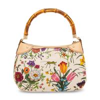 Gucci, Flora-Print Canvas Bamboo Bag