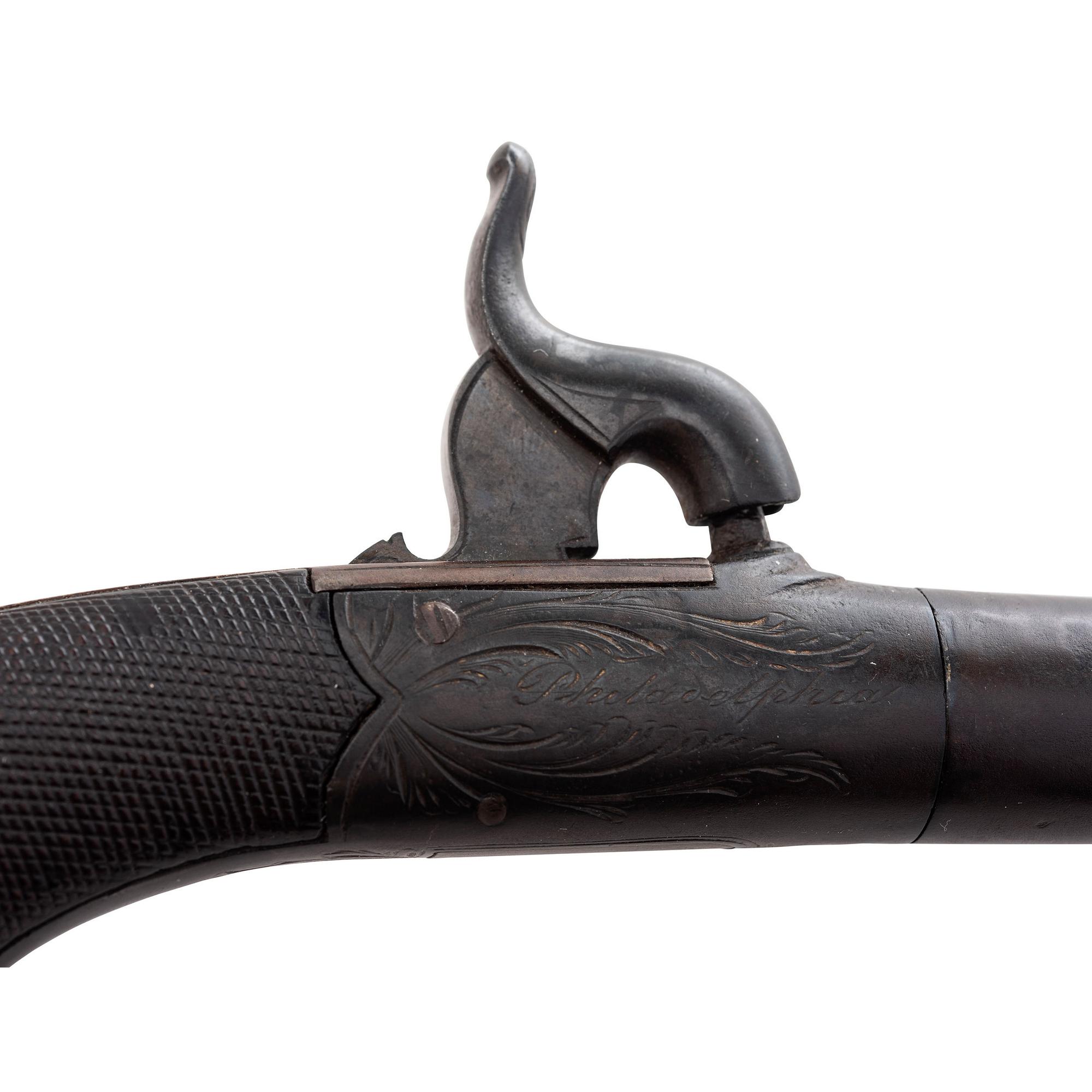 Tryon Retailer Marked English Percussion Twist-Off Pocket Pistol