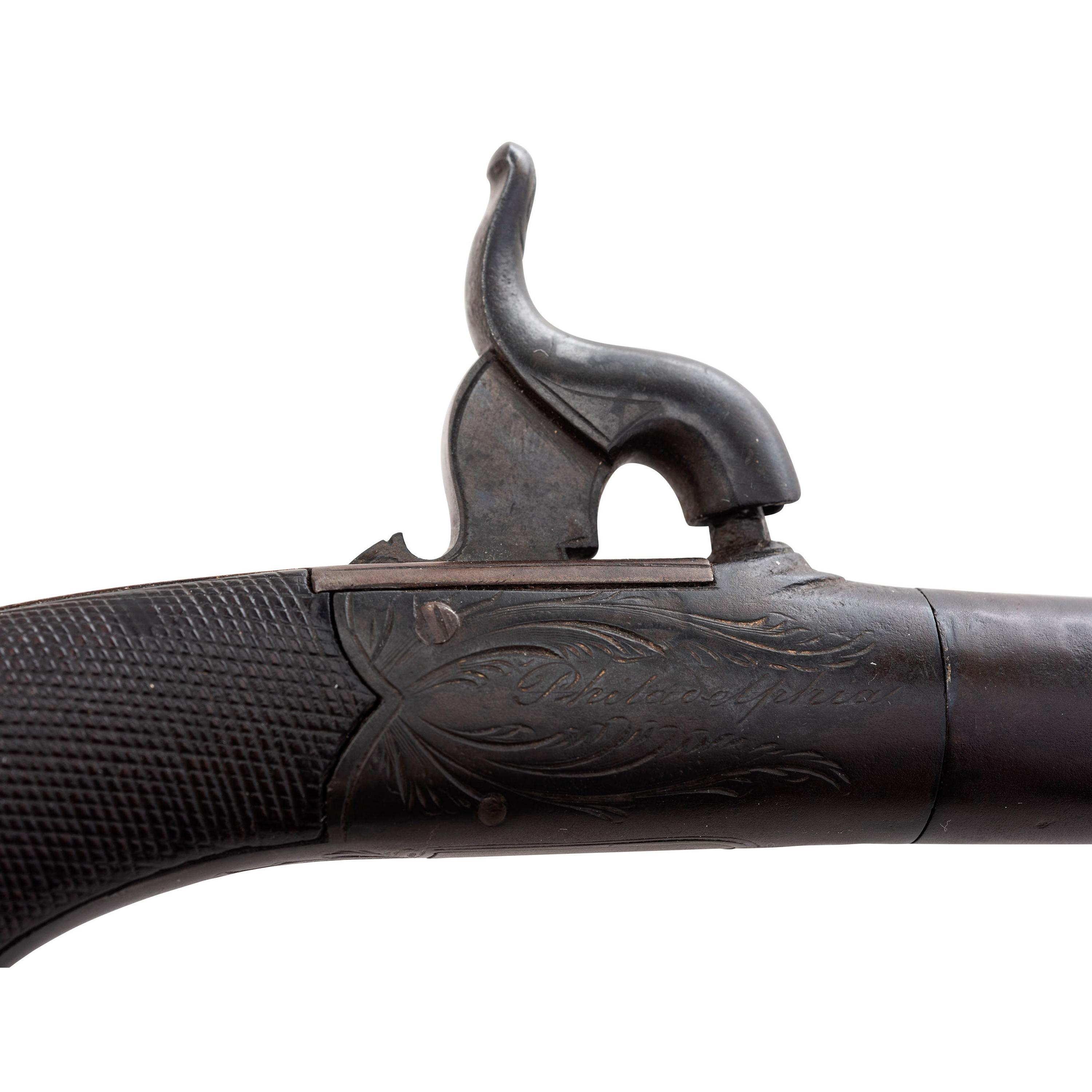 Tryon Retailer Marked English Percussion Twist-Off Pocket Pistol