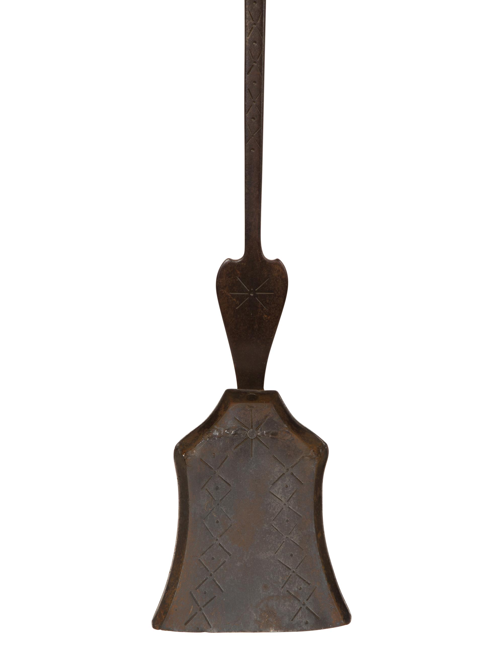 A Set of Continental Wrought Iron Fire Tools with a Pair of Tool Stands — 19TH CENTURY