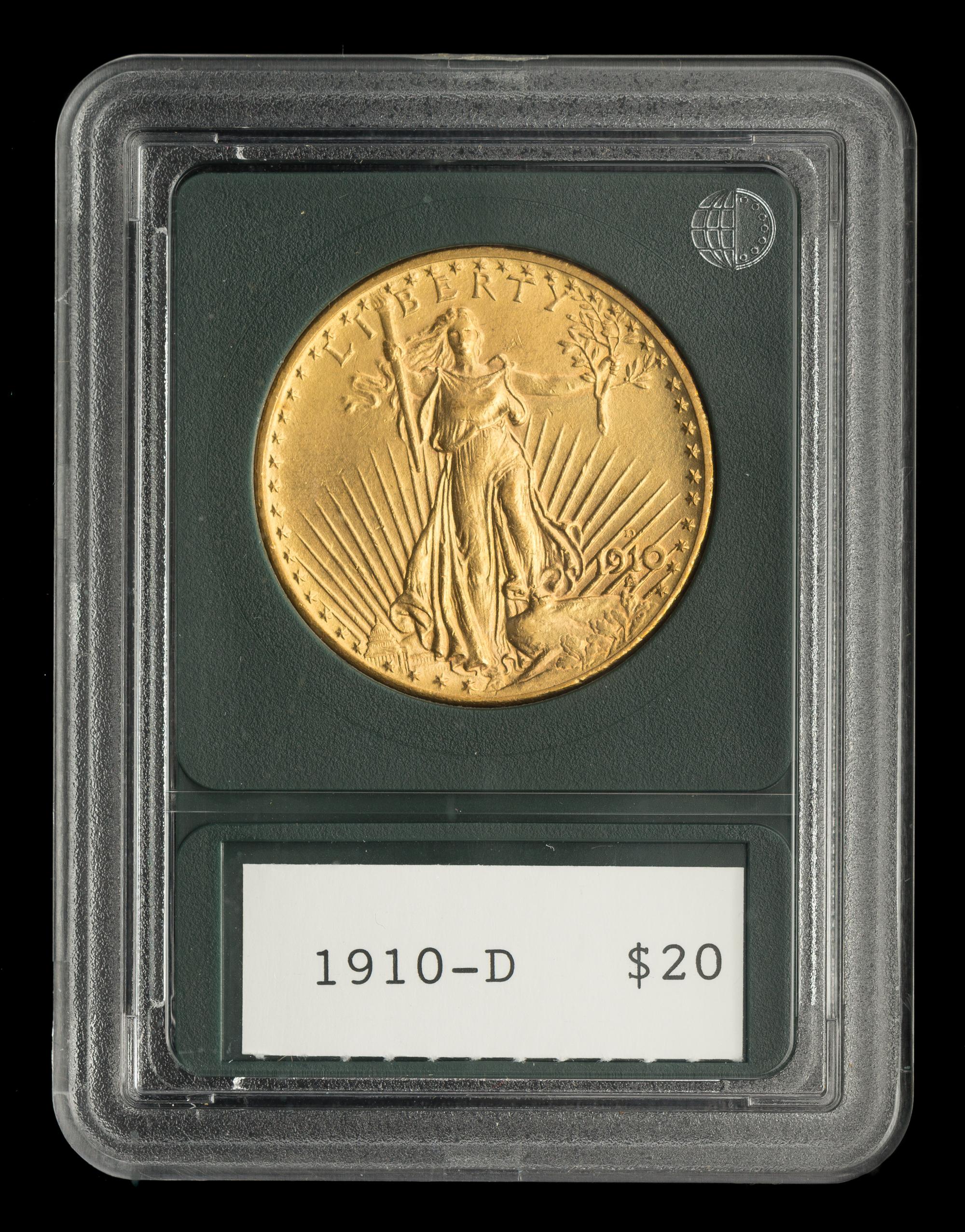 A United States 1910-D St. Gaudens $20 Gold Coin