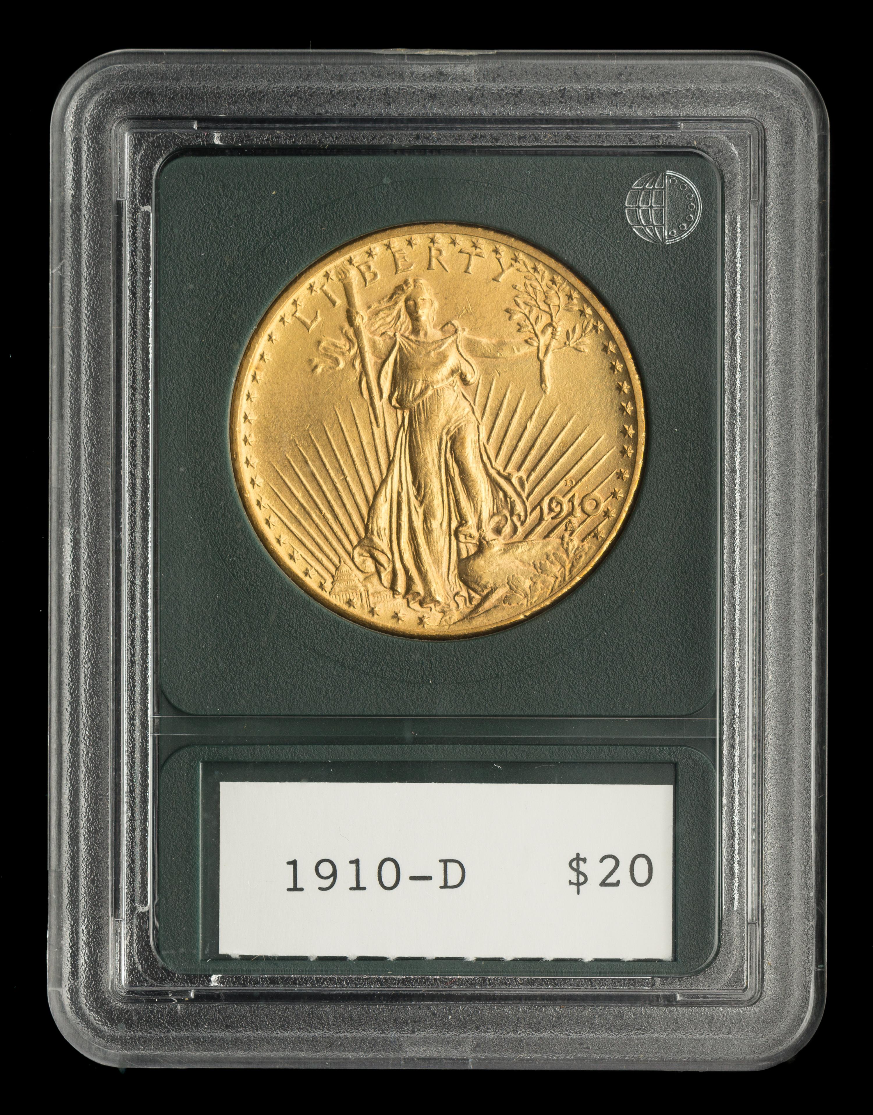 A United States 1910-D St. Gaudens $20 Gold Coin