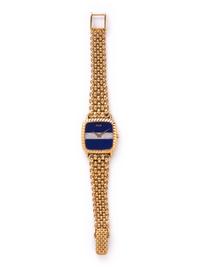 PIAGET, REF. 9907 18K YELLOW GOLD, LAPIS LAZULI AND DIAMOND WRISTWATCH