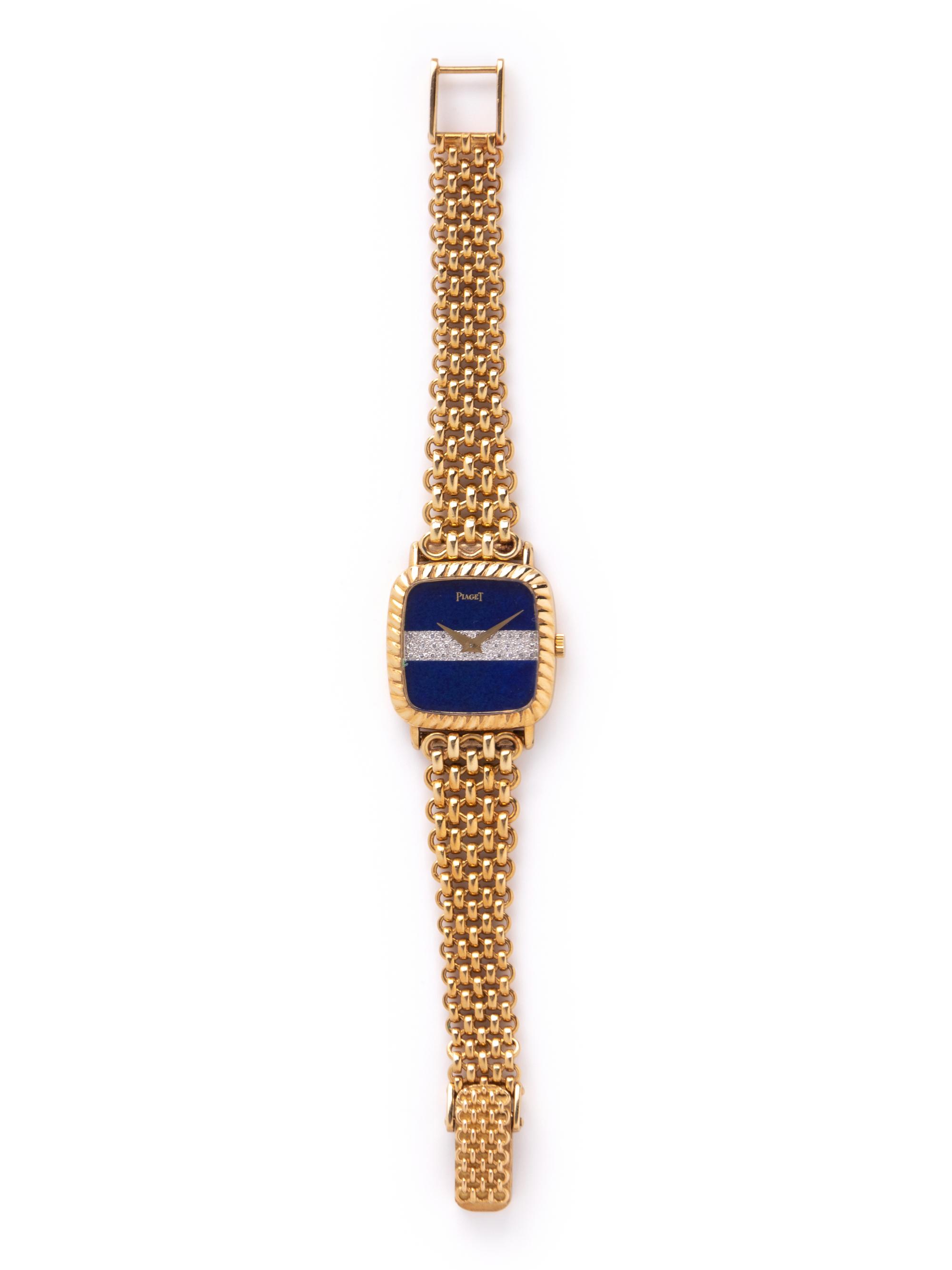 PIAGET, REF. 9907 18K YELLOW GOLD, LAPIS LAZULI AND DIAMOND WRISTWATCH