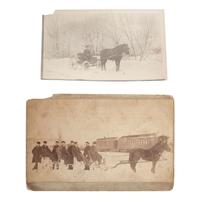 [TRANSPORTATION - STAGECOACHES]. A group of albumen and silver gelatin photographs depicting stagecoaches and wagons, comprising: